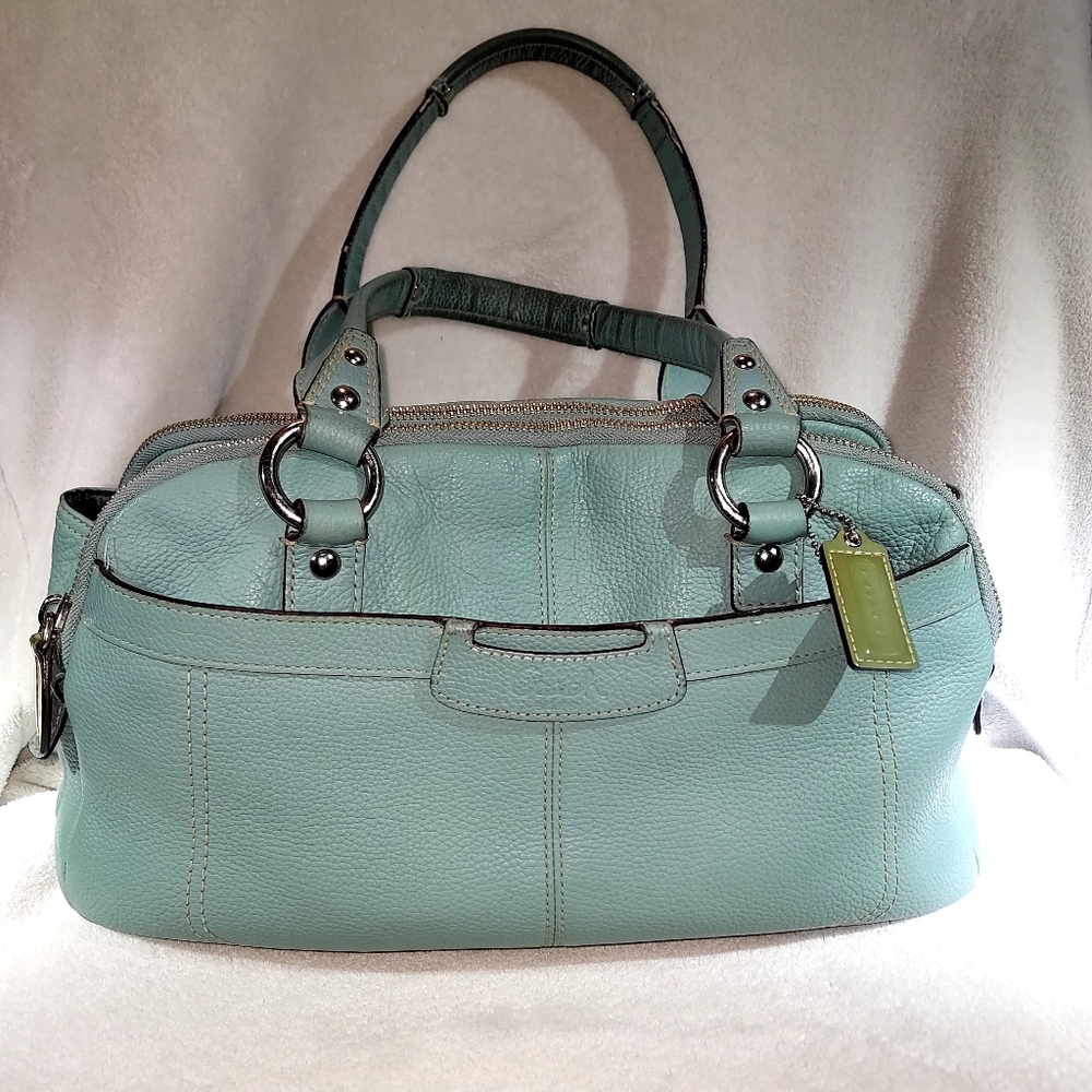 Aquamarine Coach Penelope Satchel, pebbled leather